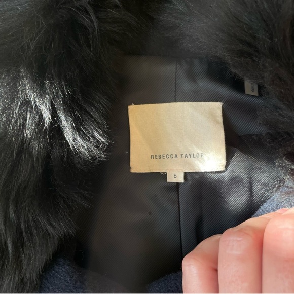 |Rebecca Taylor| Fur Trim Motorcycle Vest Wool/Lamb Shearling Blend Woman’s Sz 6 - Picture 3 of 9